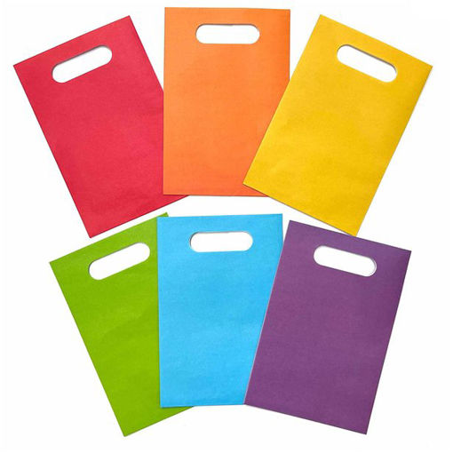 Picture of PARTY PAPER BAGS ASSORTED COLOURS 23.5 X 16CM 6 PACK